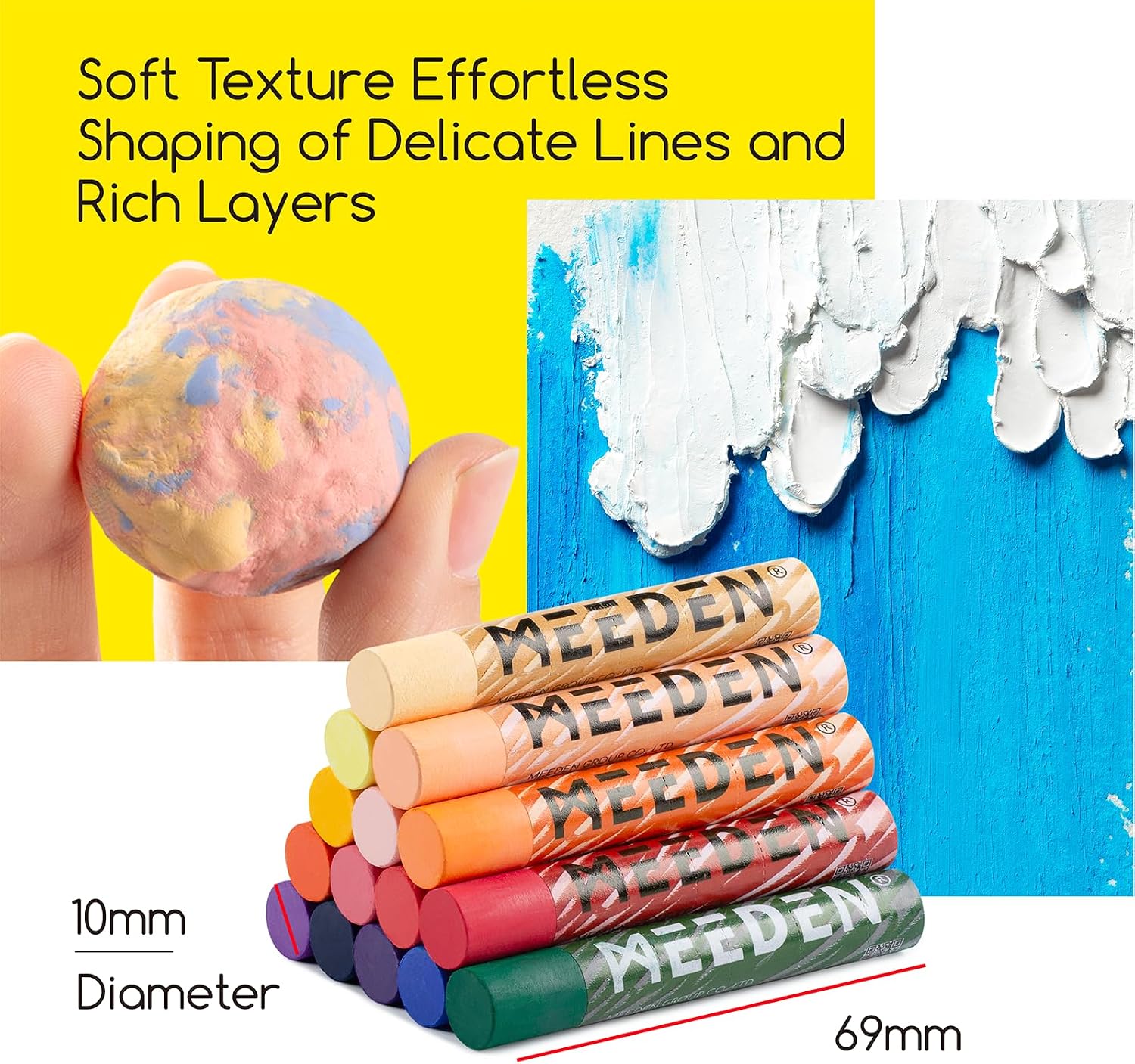 Detalle de MEEDEN Soft Oil Pastels Set (72 Vibrant Colours) for Artists & Beginners