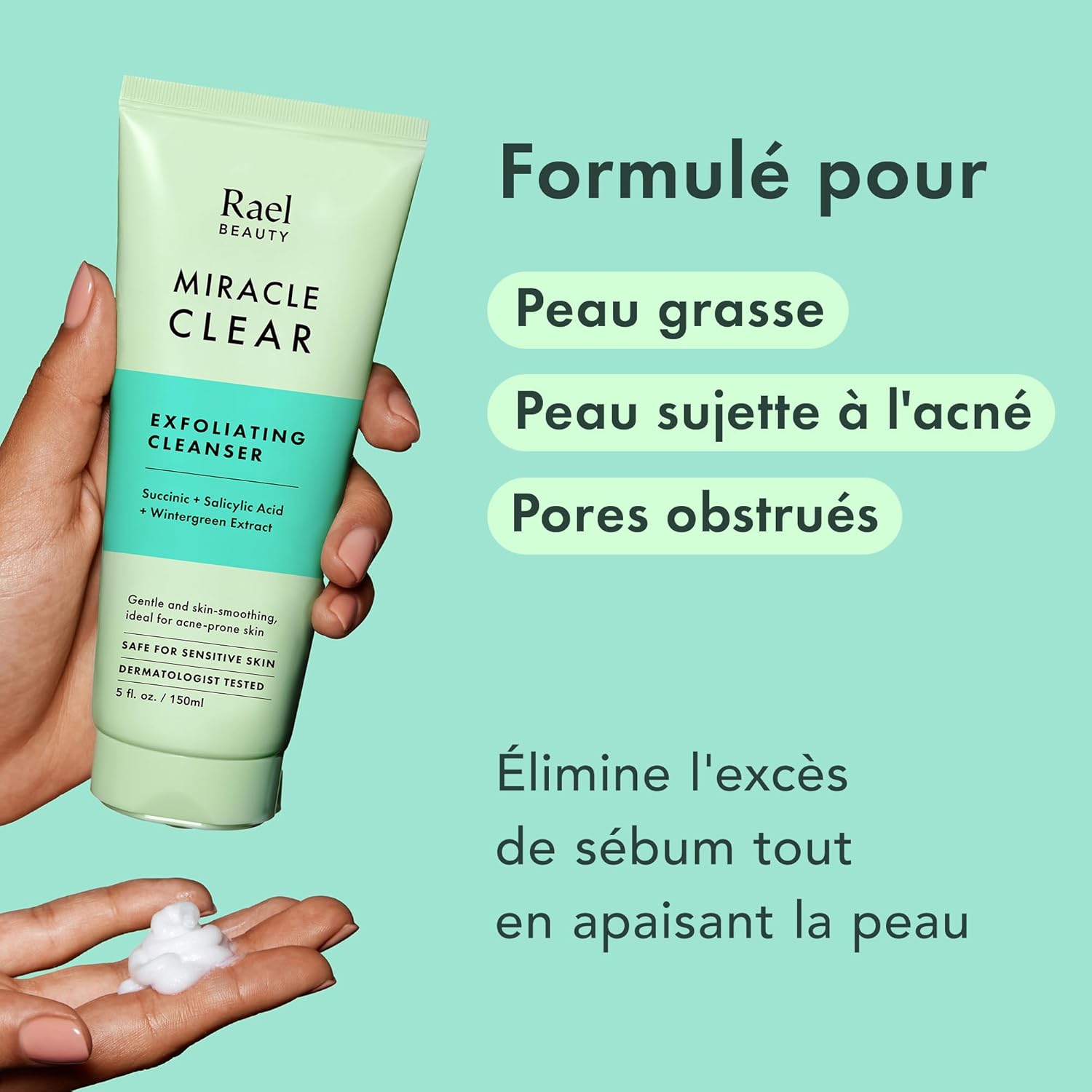 Detalle de Rael Miracle Clear Nettoyant Exfoliant Visage - Nettoyage des Pores et Anti-Imperfections