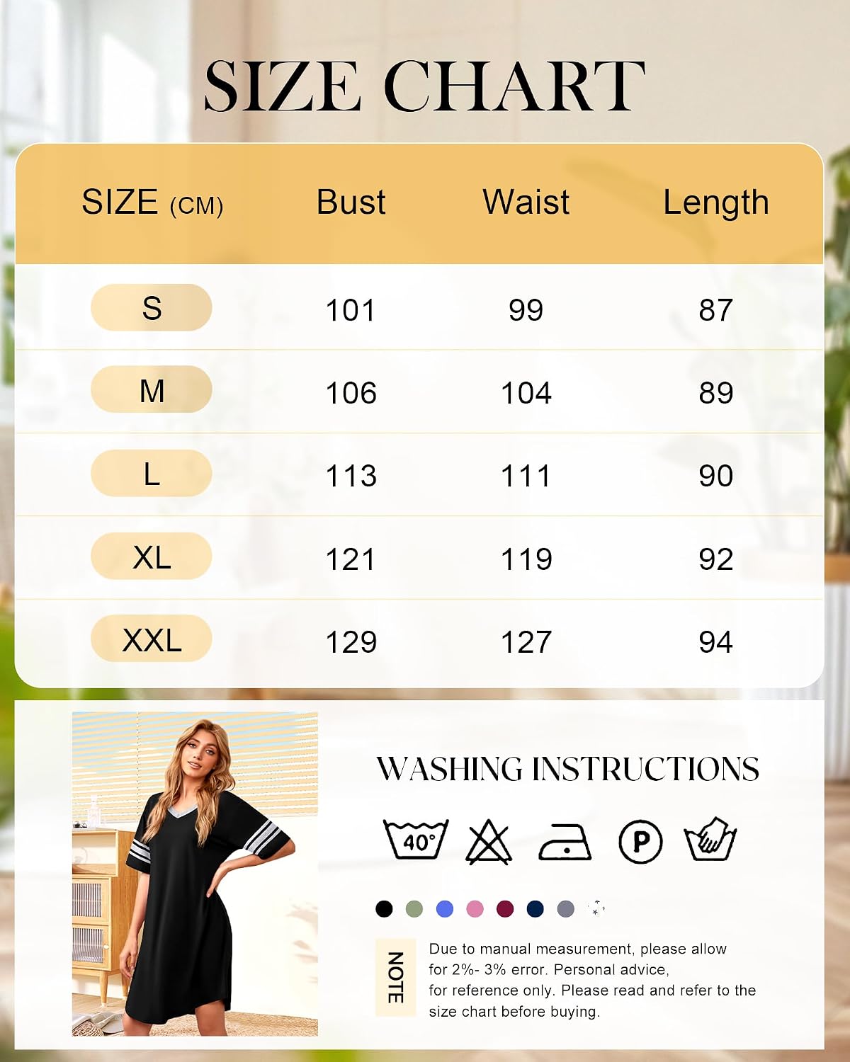 Thumbnail 4 de Actcat Damen Nachthemd Sexy Schlafshirt mit V-Ausschnitt, Kurzarm (Baumollmischgewebe) – Nachtkleid in XXL