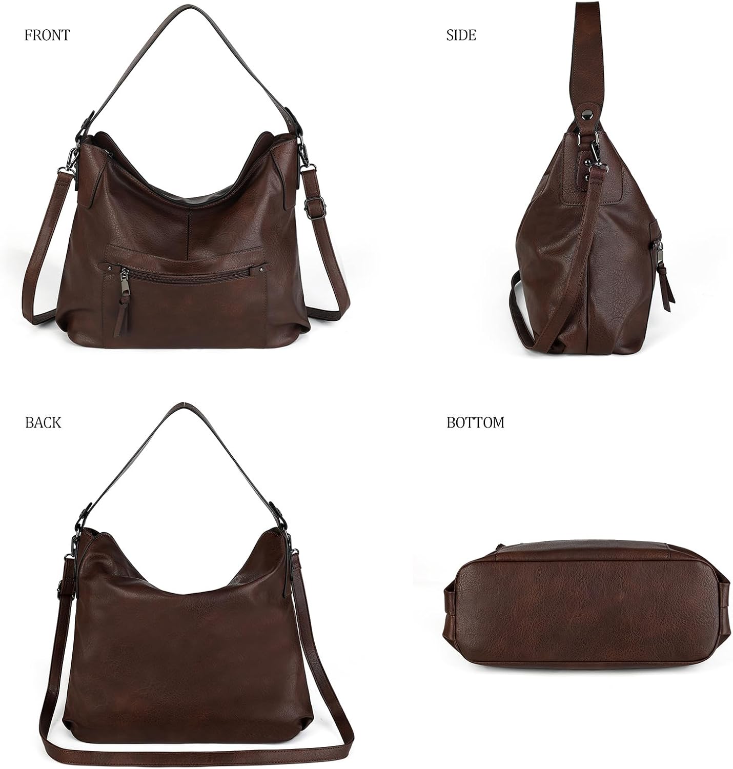 Detalle de Gladdon Women’s Faux Leather Shoulder Bag Hobo Style Large Crossbody with Wristlet