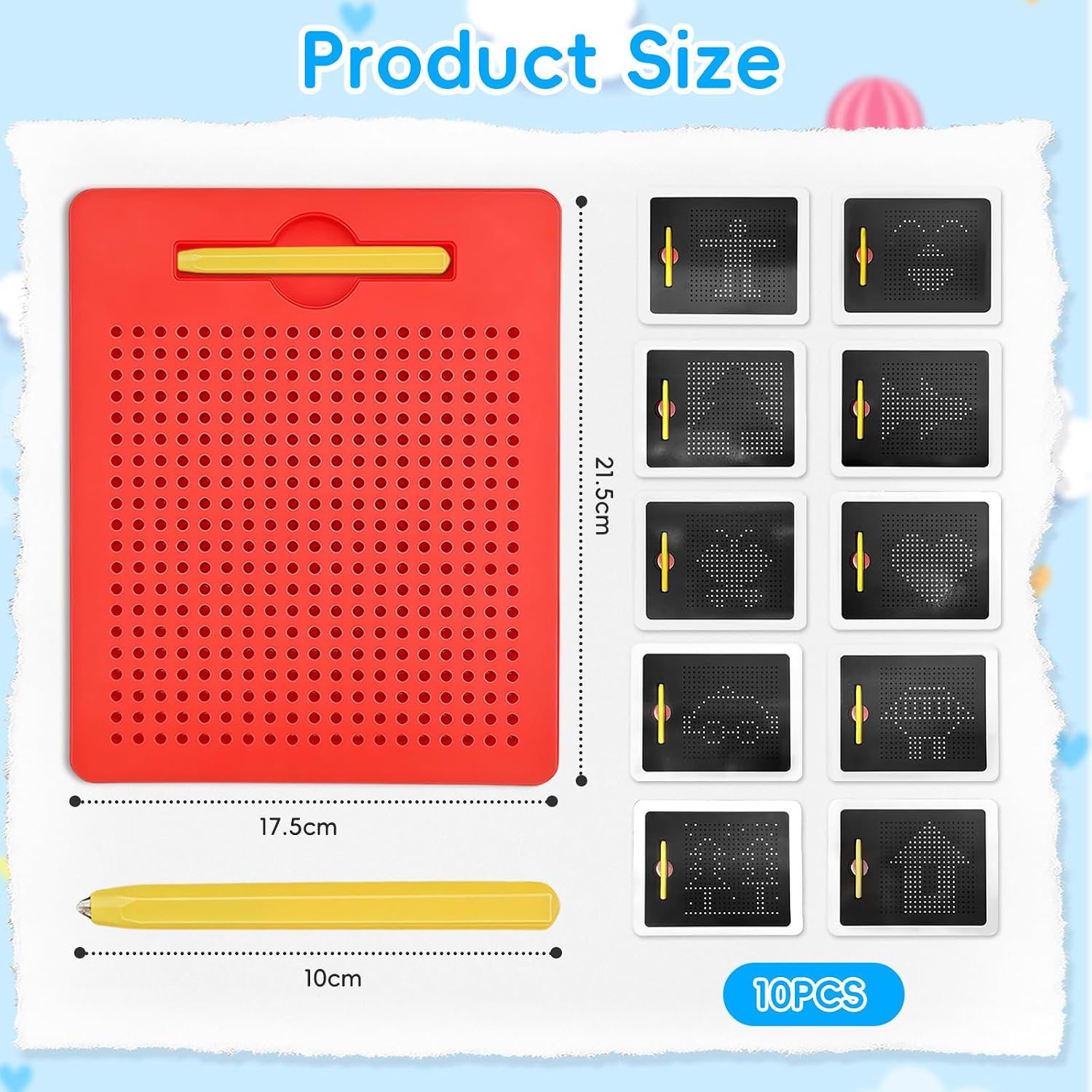 Detalle 2 de AMFUN Magnetische Zeichentafel für Kinder Rot