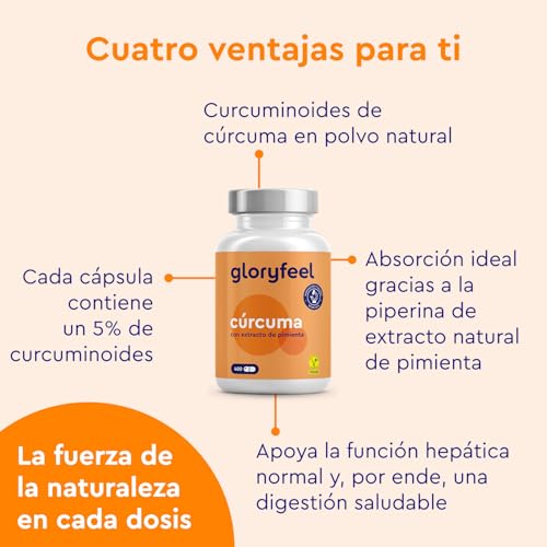 Detalle de Cúrcuma Curcumina con Pimienta Negra - 400 Caps 🍵