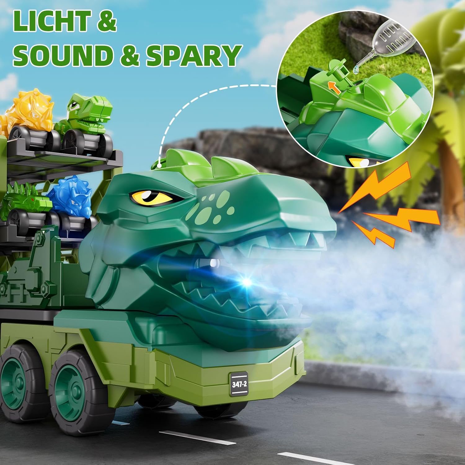 Detalle de 10-in-1 Dinosaur Truck Toy with Foldable Track