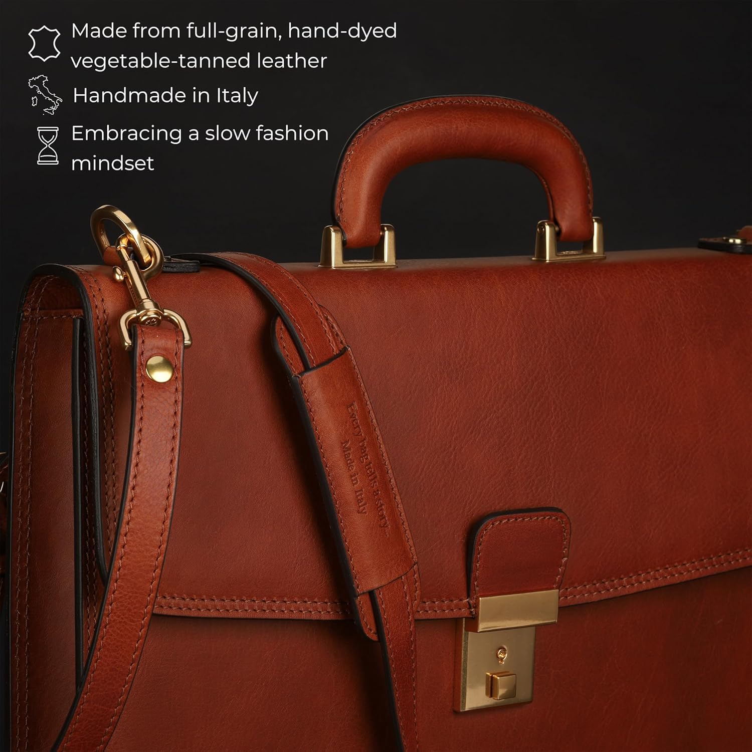 Thumbnail 3 de Time Resistance Full-Grain Leather Briefcase – Handmade Attache Case for Laptop
