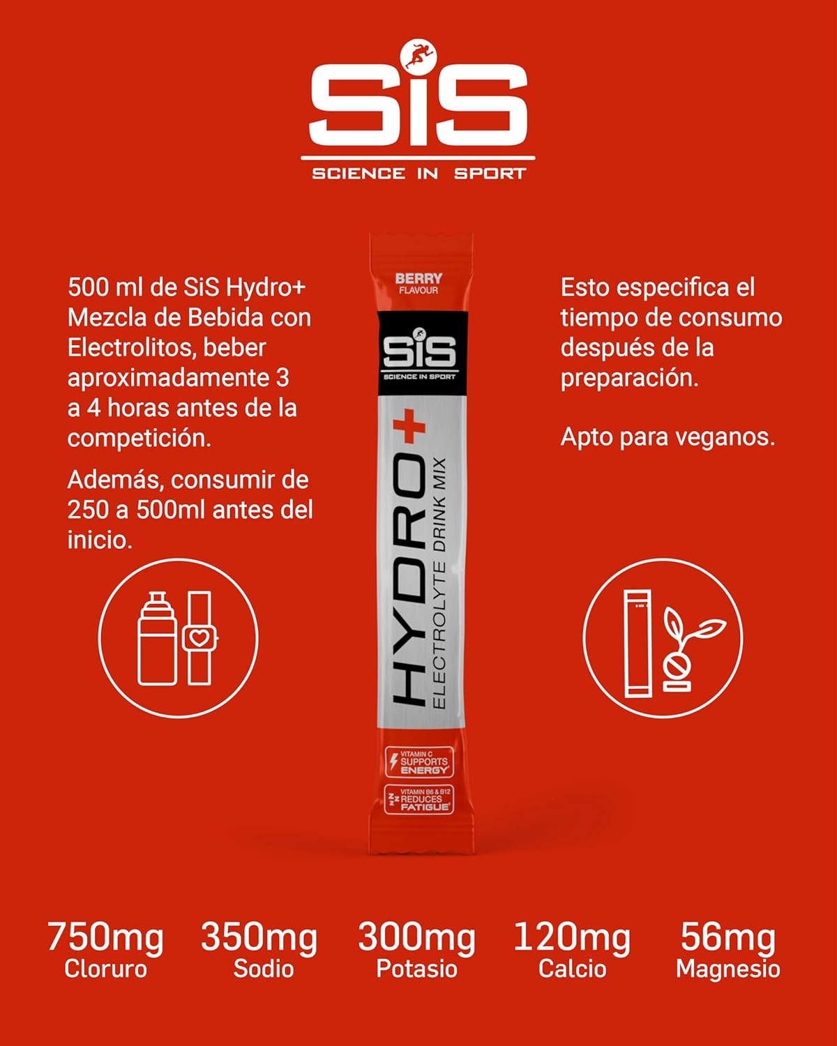 Thumbnail 3 de Science in Sport HYDRO+ Electrolyte Drink Mix 🍓 20 sobres veganos