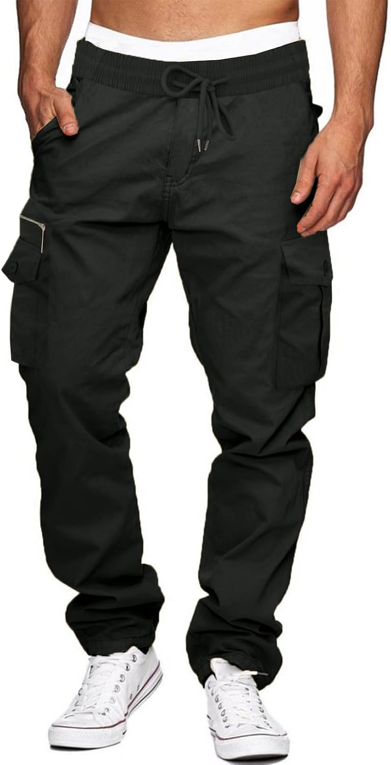Detalle de Elegancity Cargohose Herren aus Baumwolle mit Joggingbund und 7 Taschen – Baggy Outdoor- & Freizeithose
