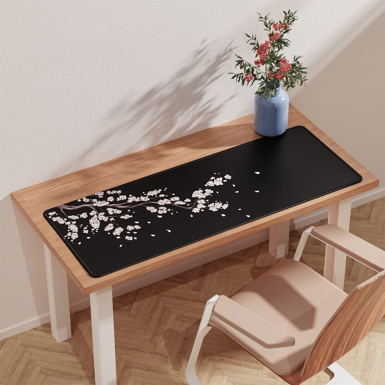 Detalle de EFISH Black Japanese Plum Blossoms Extended Large Mouse Pad (31.5 x 11.8 x 0.12 inches)