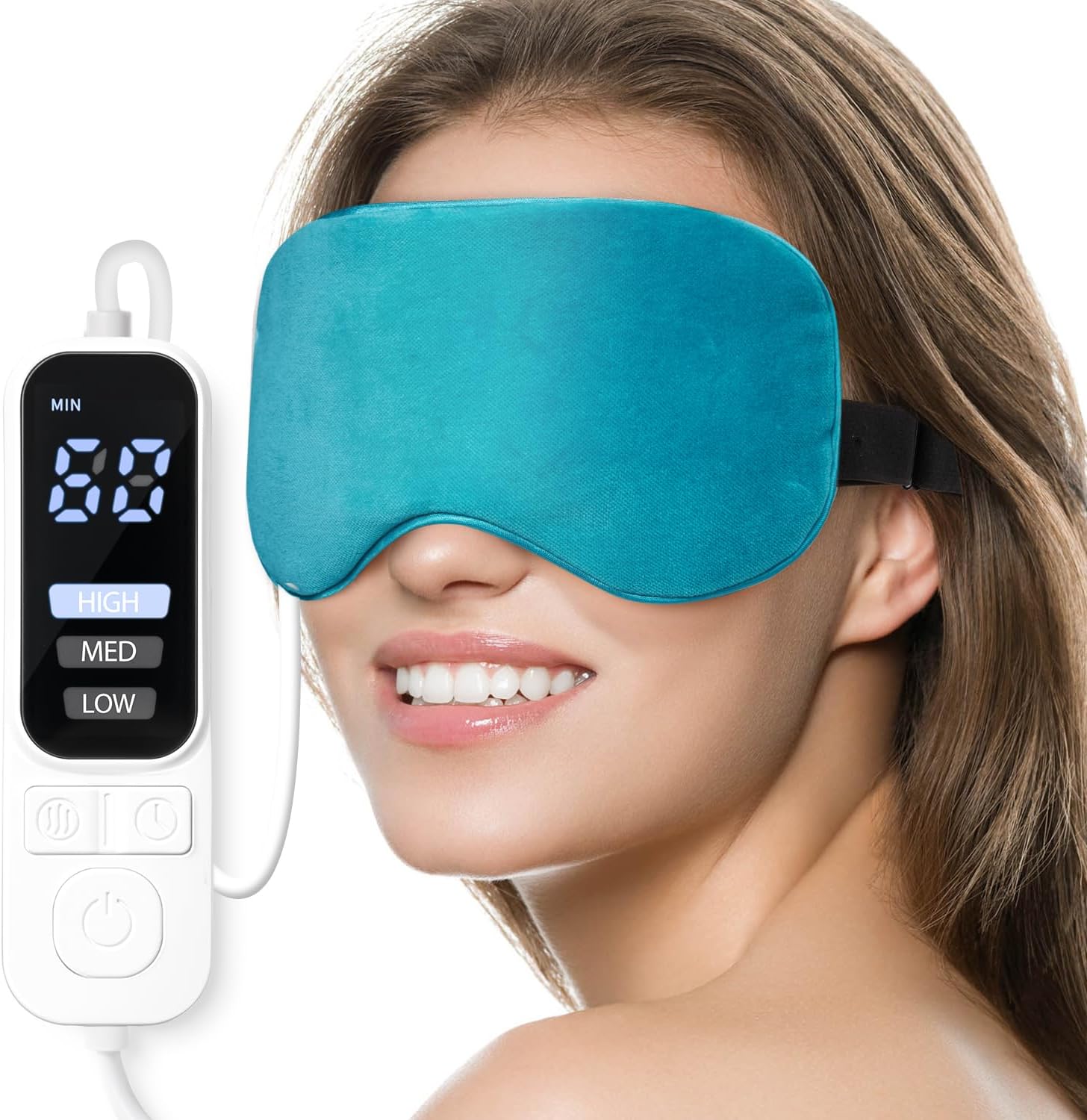 Detalle de Ezona Heated Eye Mask USB Eye Compress, Adjustable Heat and Timer, Blue