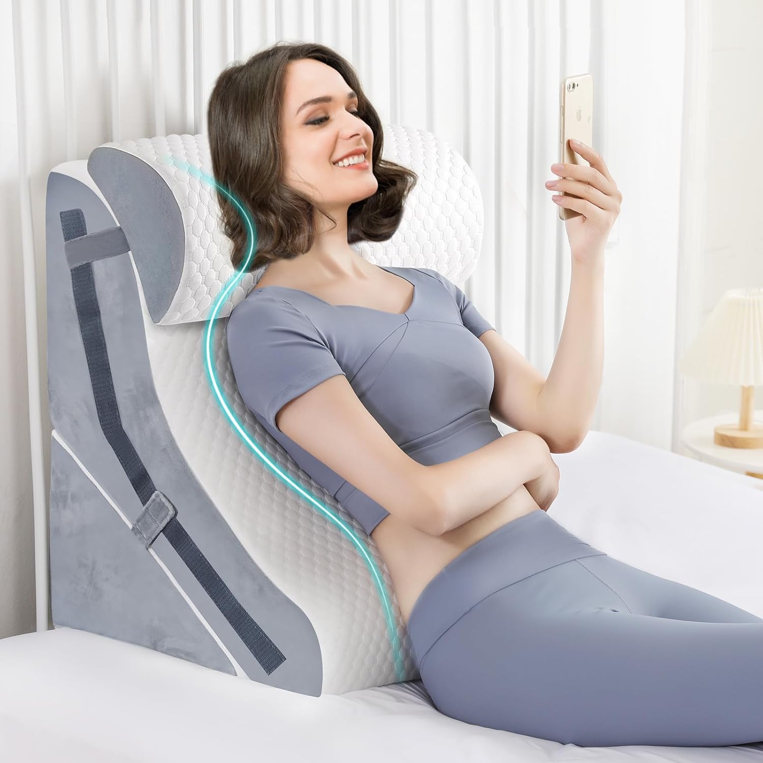 Detalle de Simpledad BD-wedgepillow-gw. 1. Adjustable Memory Foam Wedge Pillow Set