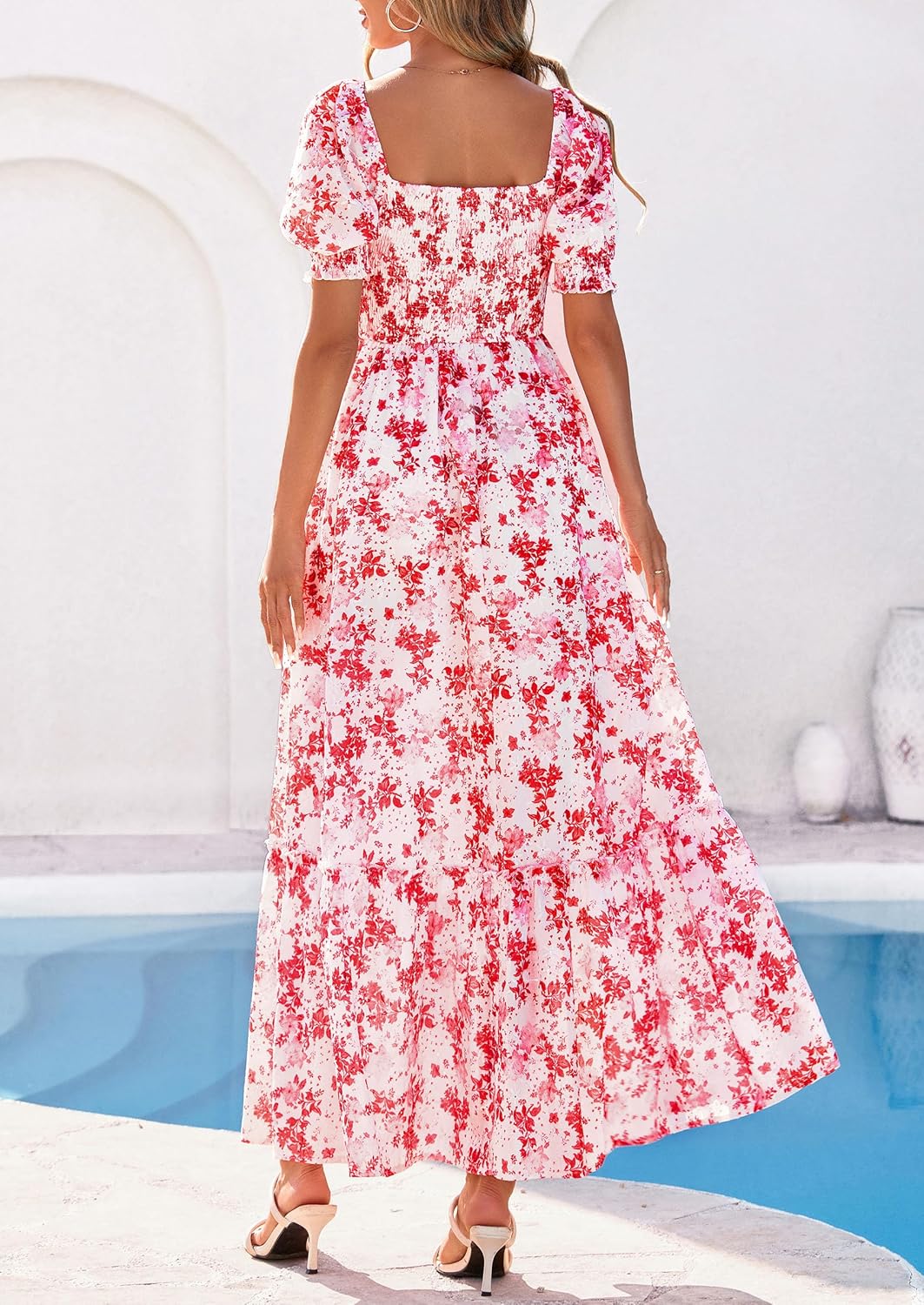 Thumbnail 3 de PRETTYGARDEN Women's Floral Boho Maxi Dress with Smocked Eyelet - 2026 Summer