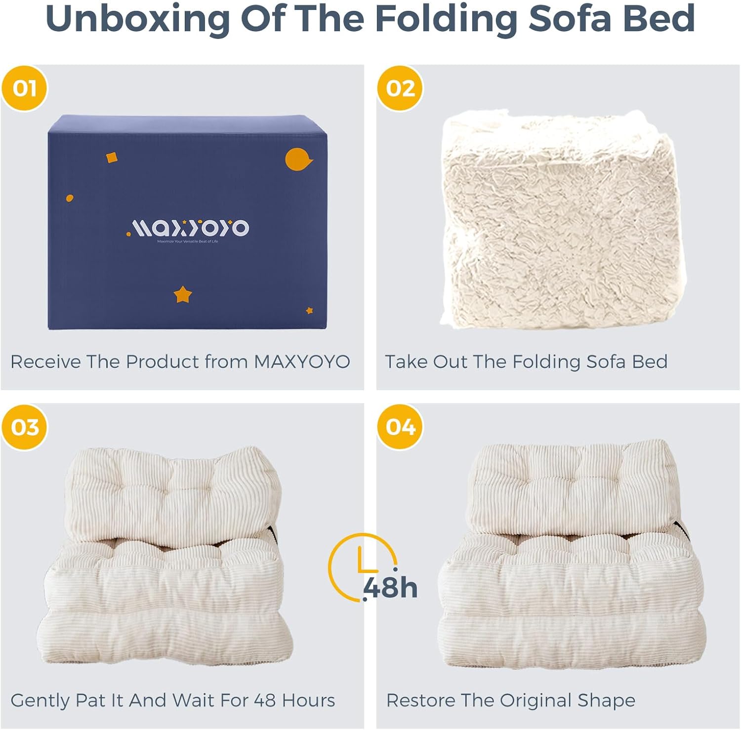Detalle de MAXYOYO Folding Sofa Bed, 33.5 x 74.8in