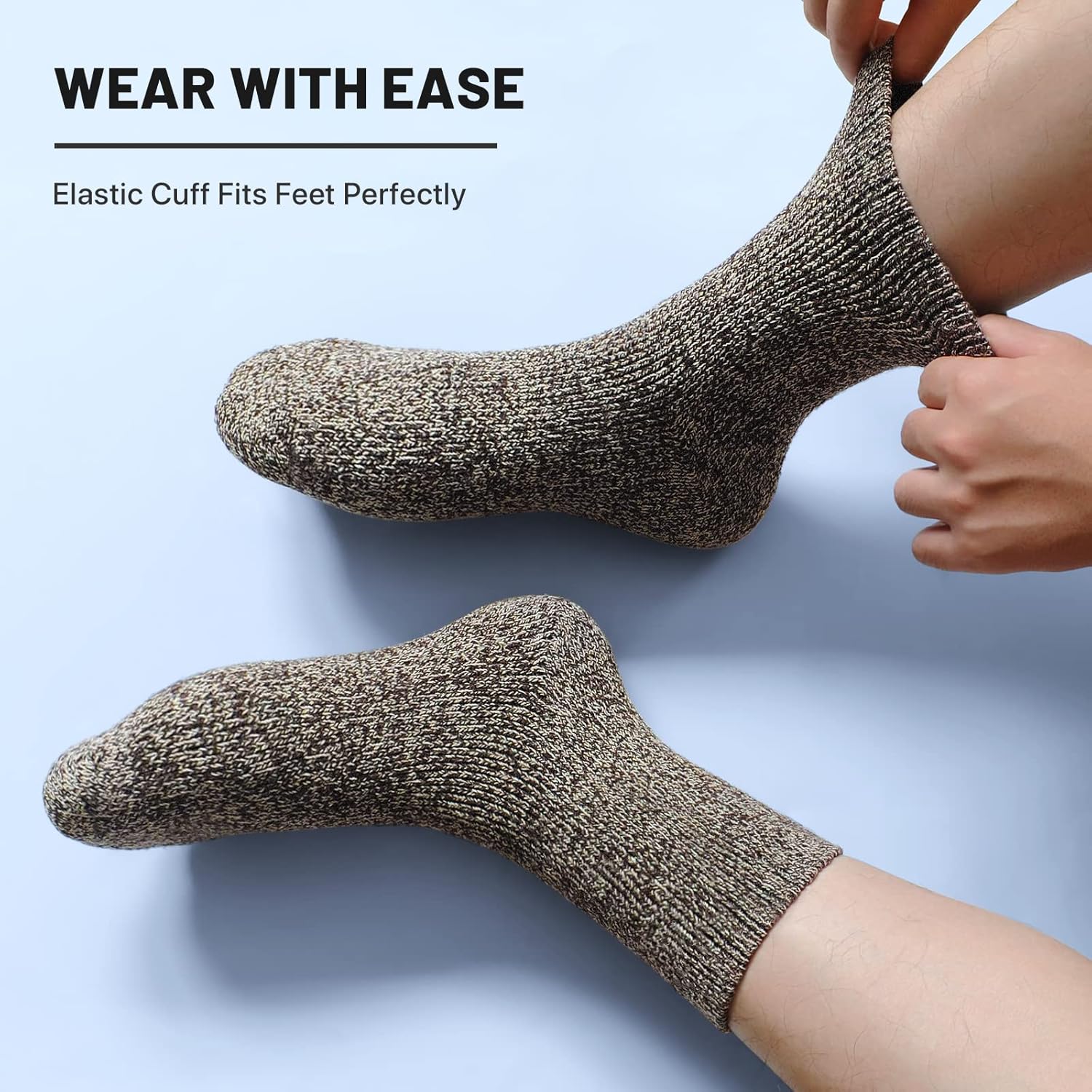 Detalle de SIMIYA Merino Wool Socks for Men (5 Pairs) – Thick Thermal Hiking Crew Socks