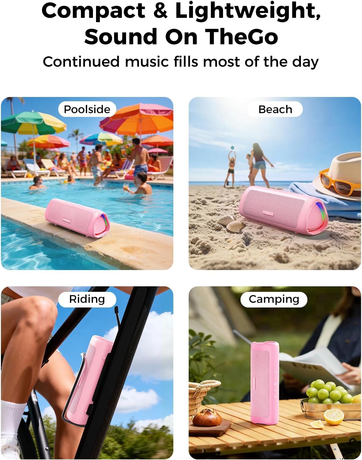 Thumbnail 6 de BolaButty Bluetooth Speaker with HD Sound (Pink) – IPX5 Waterproof, 20H Playtime, BT5.3, TWS Pairing