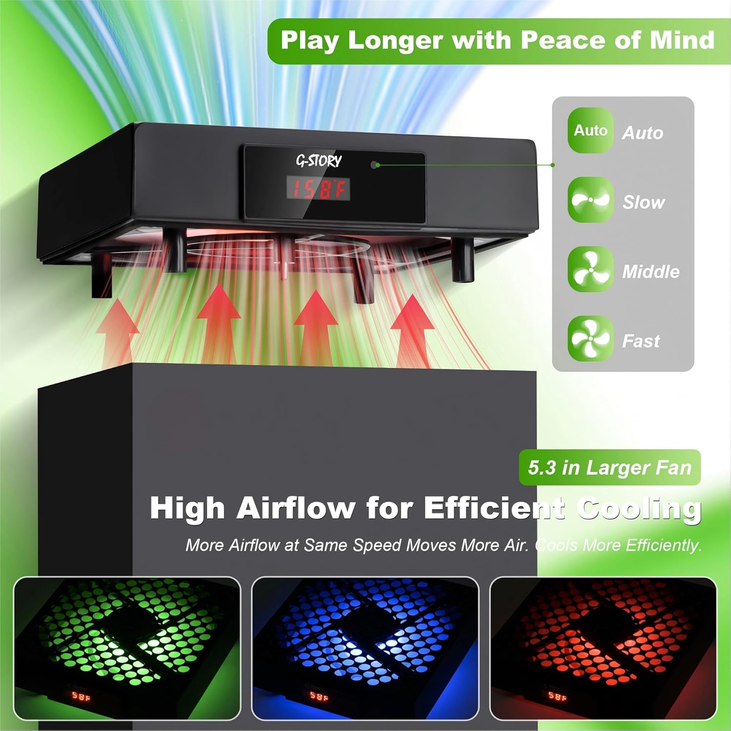 Thumbnail 3 de G-STORY 140mm Cooling Fan for Xbox Series X with Automatic Temperature Speed Control and RGB LED Display