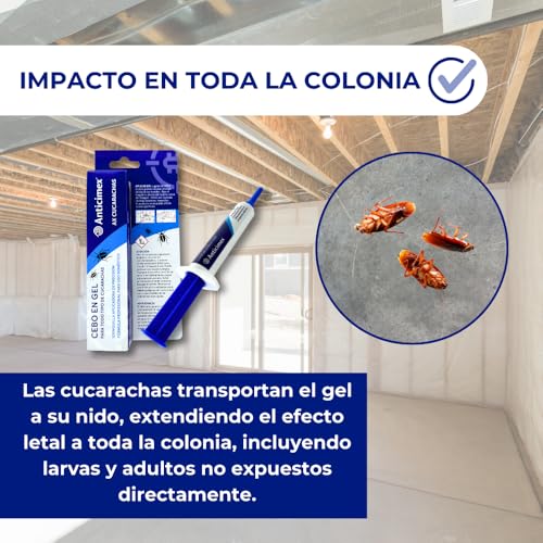 Detalle 2 de ANTICIMEX Pack 2 Gel Cucarachas 20 g | Jeringa de Alta Eficacia para Eliminar Colonias
