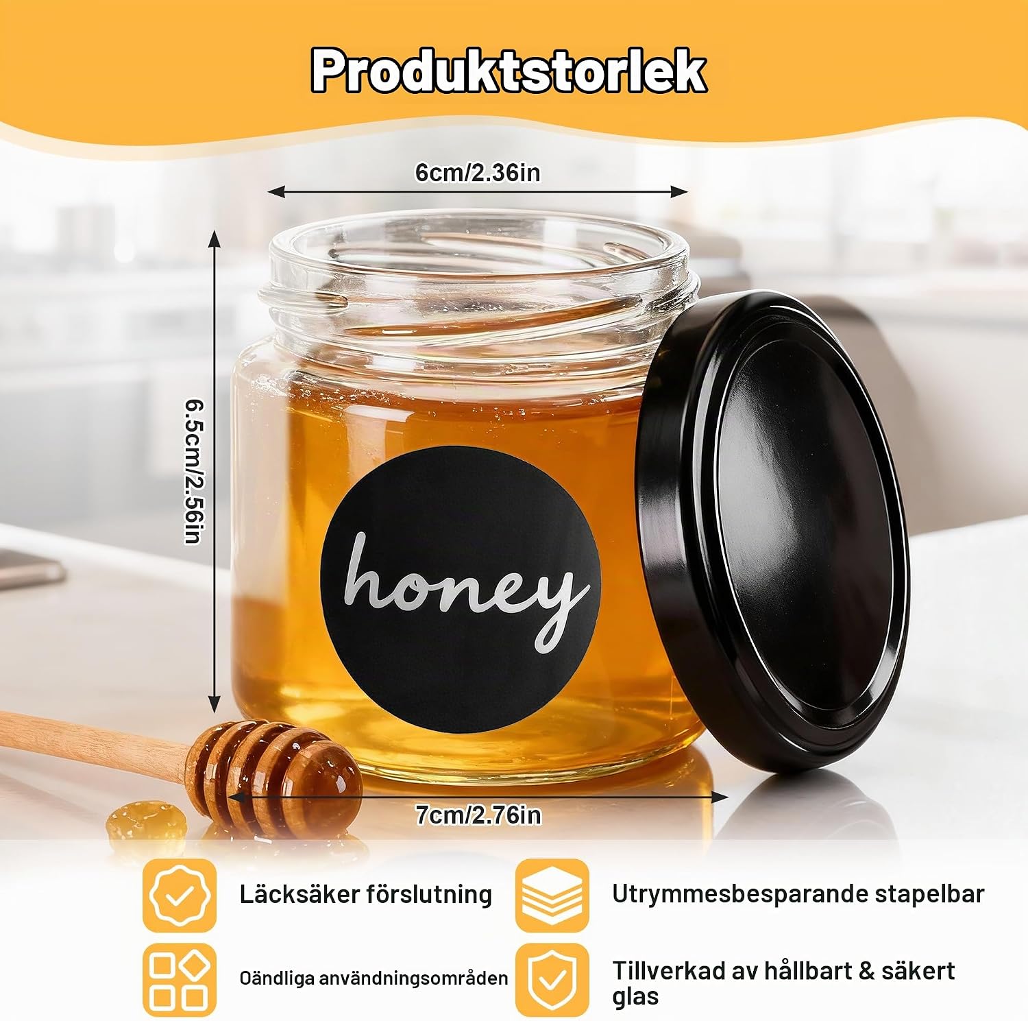 Detalle 2 de Hejo glasburkar, 12-pack, 150 ml med lufttäta skruvlock