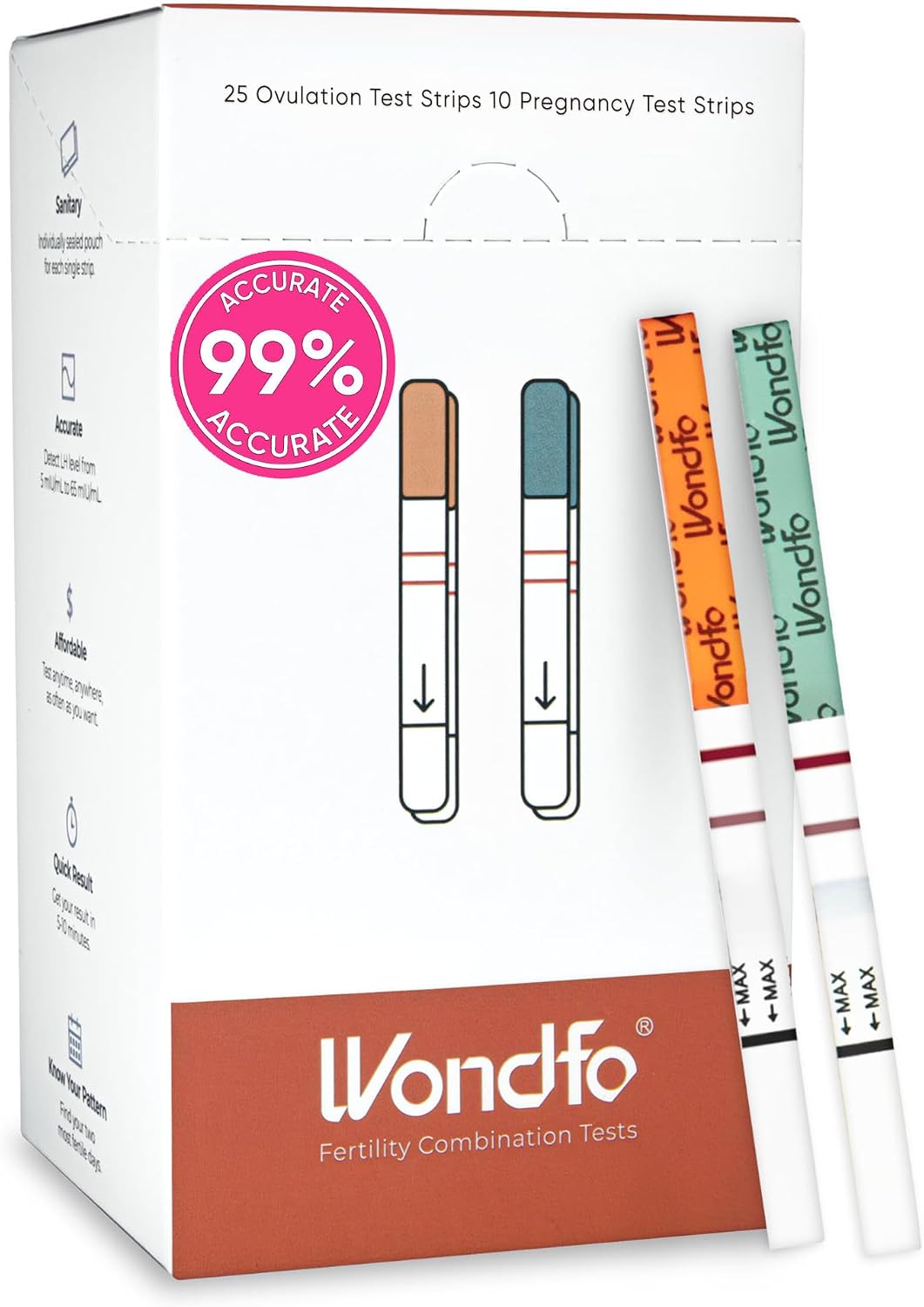 Detalle de Wondfo Ovulation and Pregnancy Test Kit, 25 LH Strips