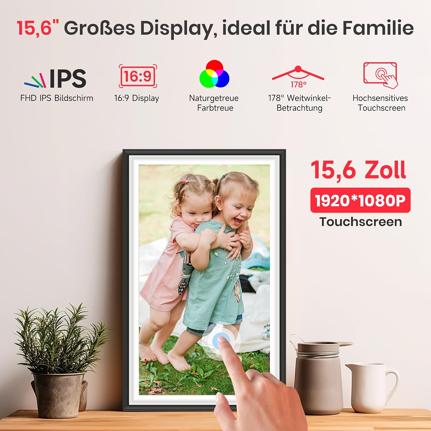 Thumbnail 3 de FRAMEO 64 GB digitaler Bilderrahmen 15,6 Zoll