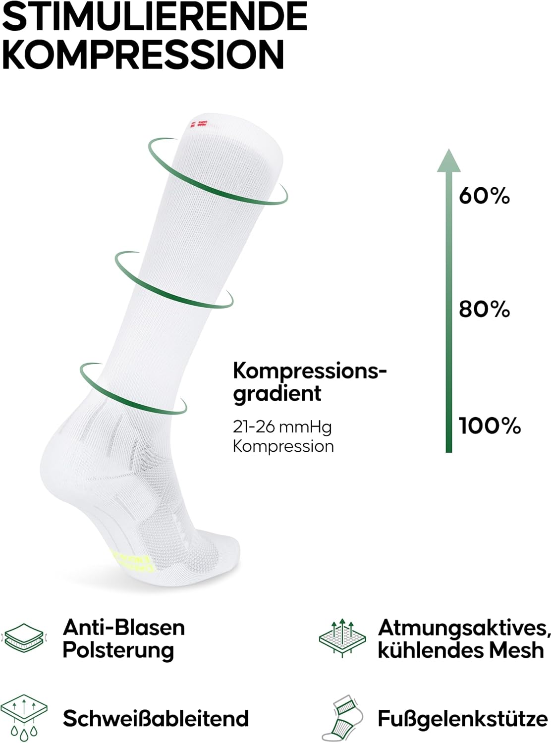 Thumbnail 1 de DANISH ENDURANCE 2 Paar Kompressionsstrümpfe (21–26 mmHg) – Sport & Thrombosestrümpfe, unisex