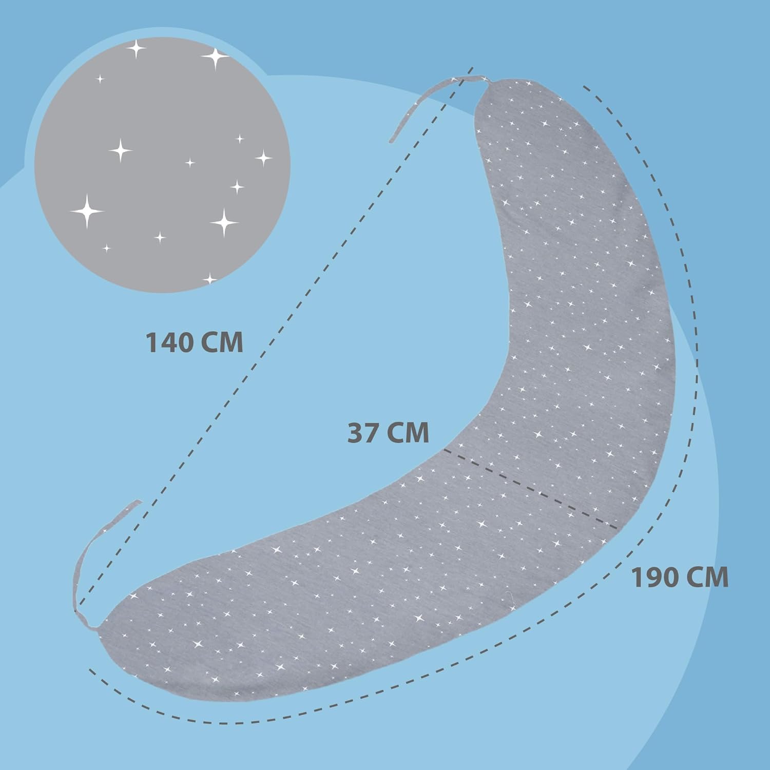 Thumbnail 2 de Totsy Baby Cuscino gravidanza 190 cm a forma di C con rivestimento sfoderabile
