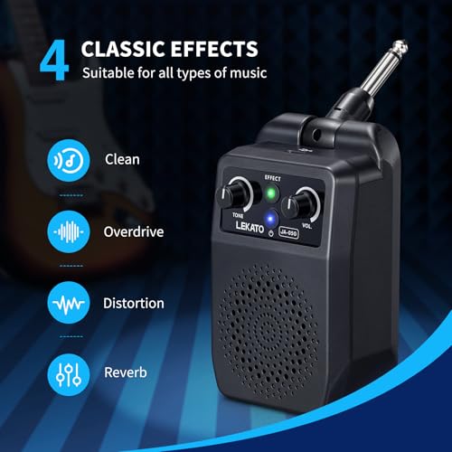 Detalle de LEKATO JA-05G Mini 5W Electric Guitar Amp: Compact Bluetooth Practice Buddy
