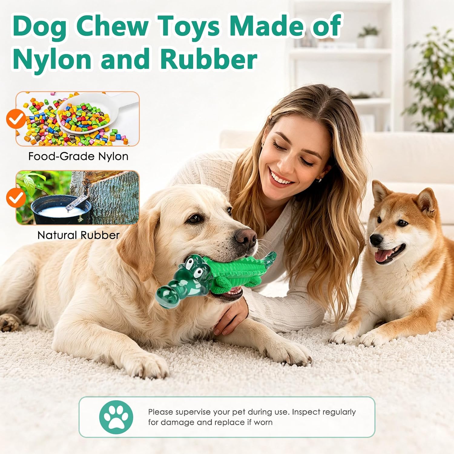 Detalle de Fuufome 001 Alligator Dog Chew Toy, Nylon and Rubber, Milk-Scented