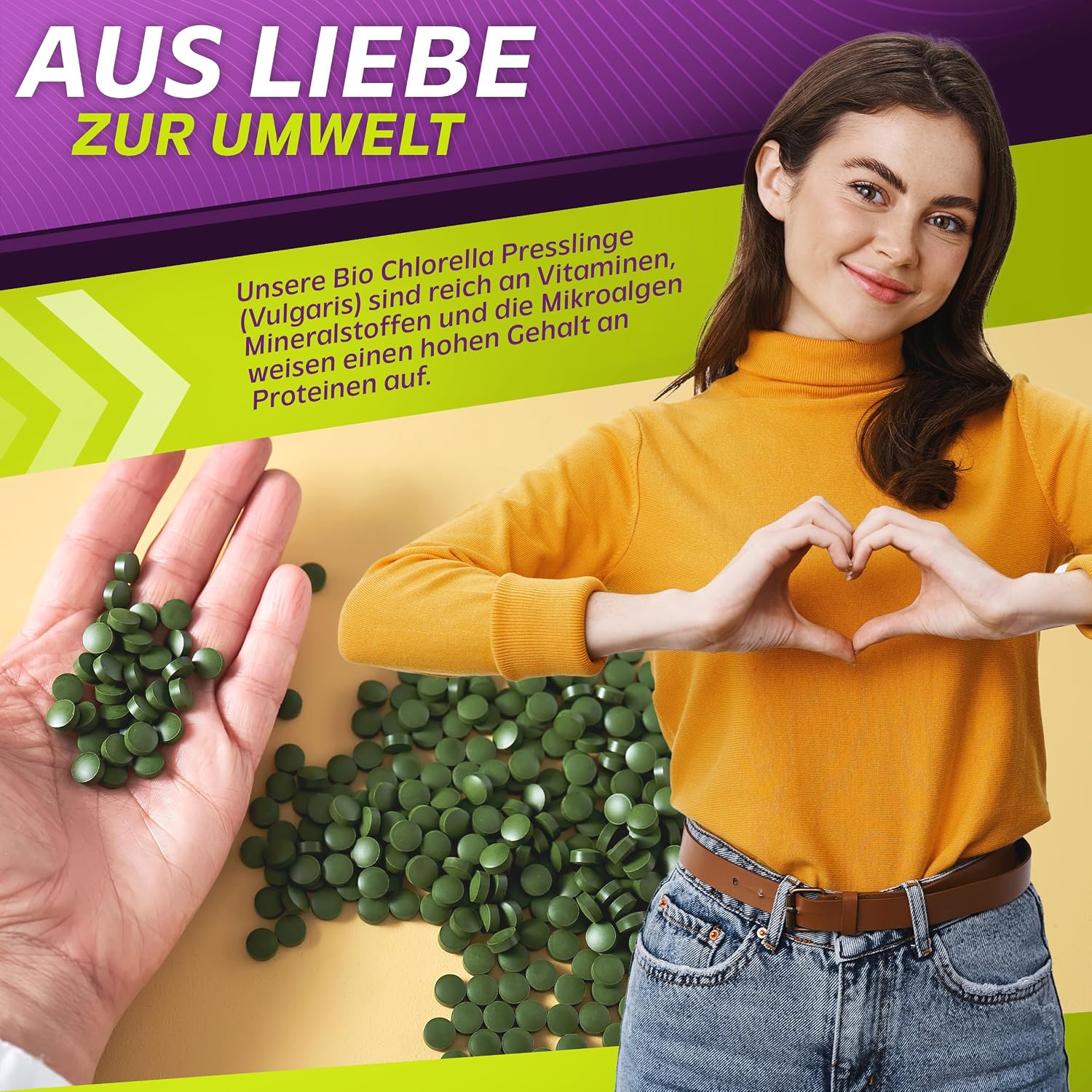 Detalle 2 de Vita2You Bio Chlorella Tabletten 500 g 💊