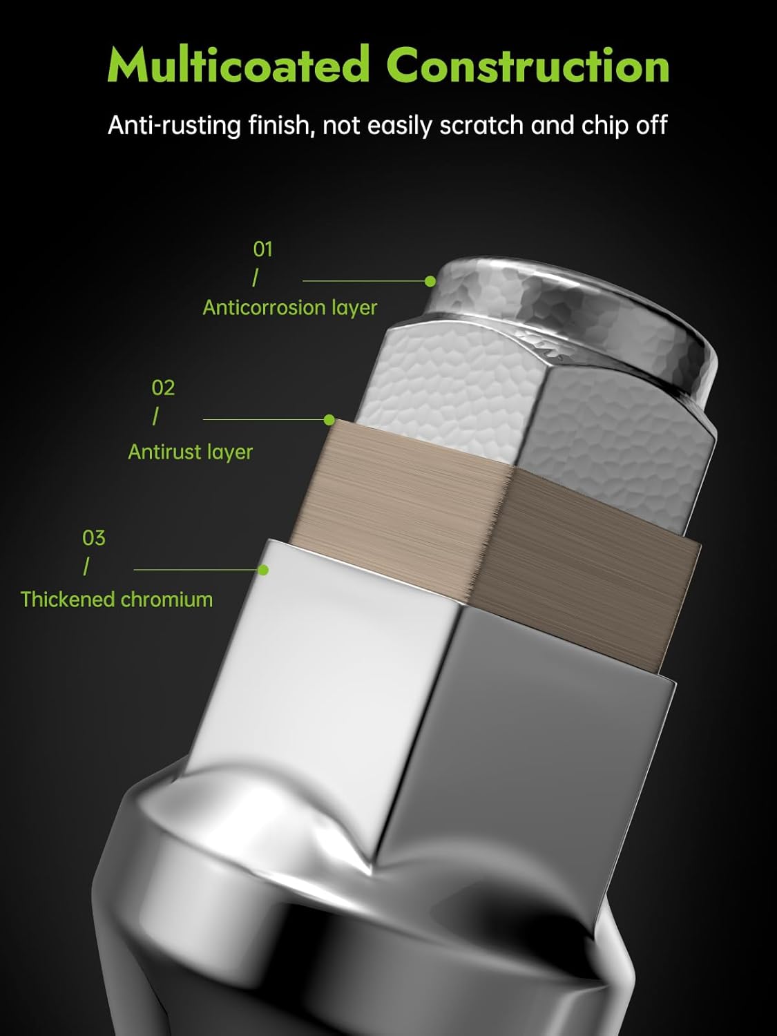 Thumbnail 3 de AUTOPTIM M12x1.25 Chrome Lug Nuts (20pc) for Aftermarket Nissan/Pathfinder/Altima Wheels