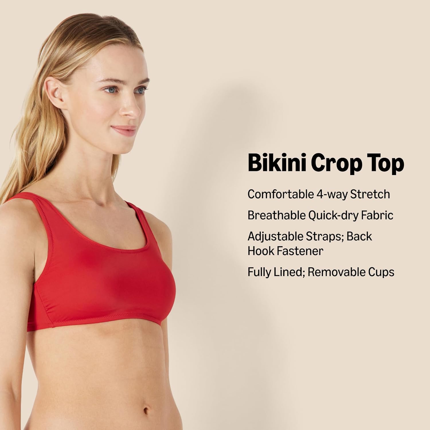 Thumbnail 1 de Amazon Essentials Women’s Scoop Neck Swim Crop Top (Scoop neck bikini swim crop)