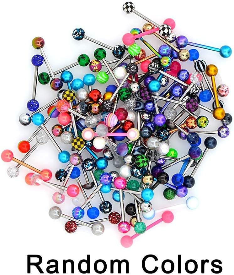 Thumbnail 6 de OUFER 100PCS Lot Piercing Langue 316L 14G