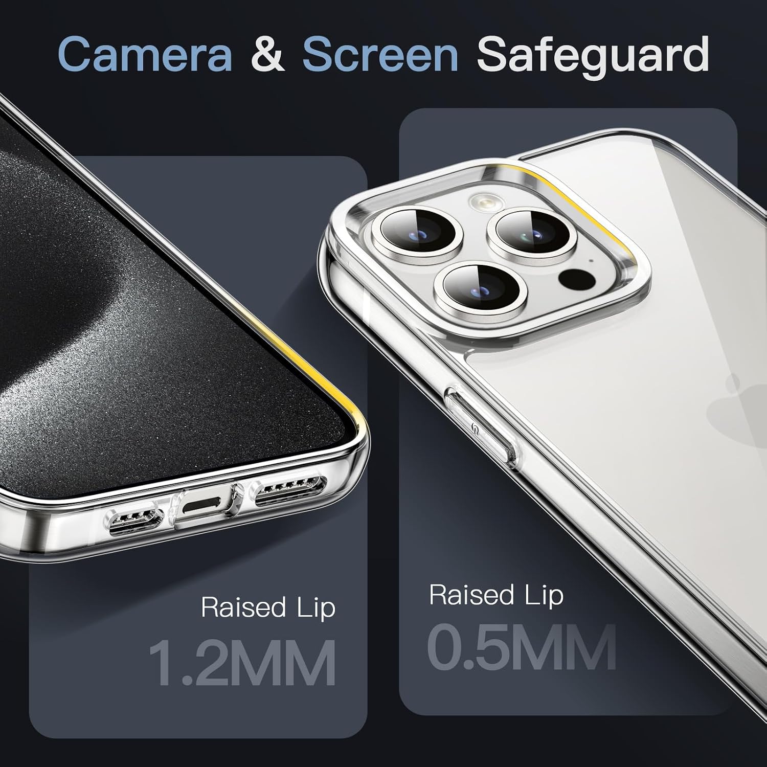 Detalle de JETech Hülle für iPhone 15 Pro 6,1 Zoll – Transparentes, stoßfestes Schutzcover ohne Magnetfunktion