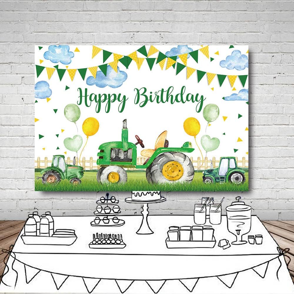 Thumbnail 4 de MEHOFOND 7x5ft Green Tractor Birthday Backdrop