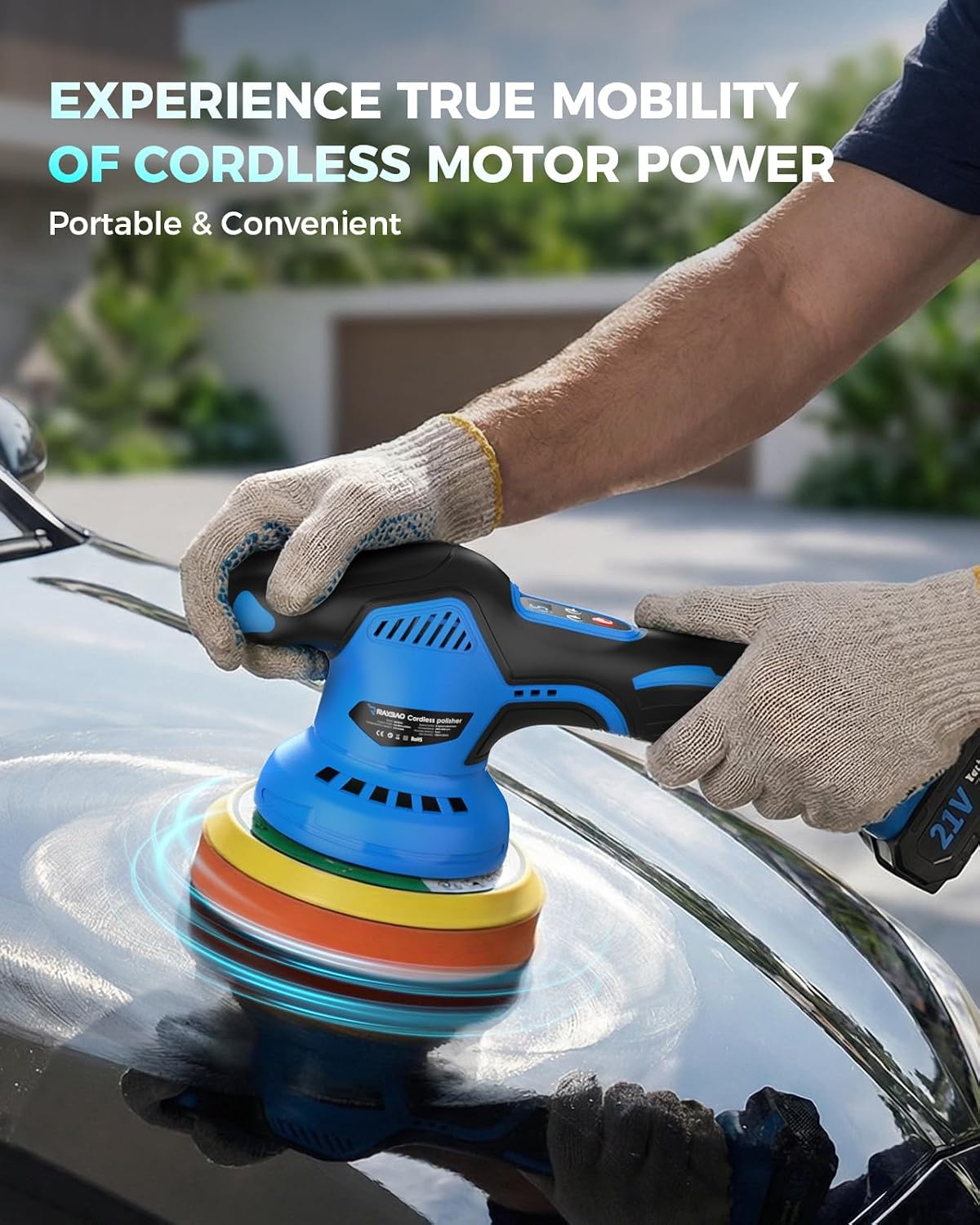 Thumbnail 6 de RAYBAO Cordless Car Polisher: 6-Inch DA Buffer with 9mm Orbit, 8 Speeds, Dual Batteries