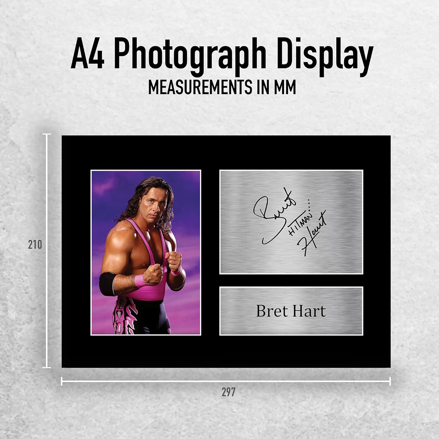 Thumbnail 1 de HWC Trading Bret “Hitman” Hart signed A4 WWE/WWF gift display print (unframed)