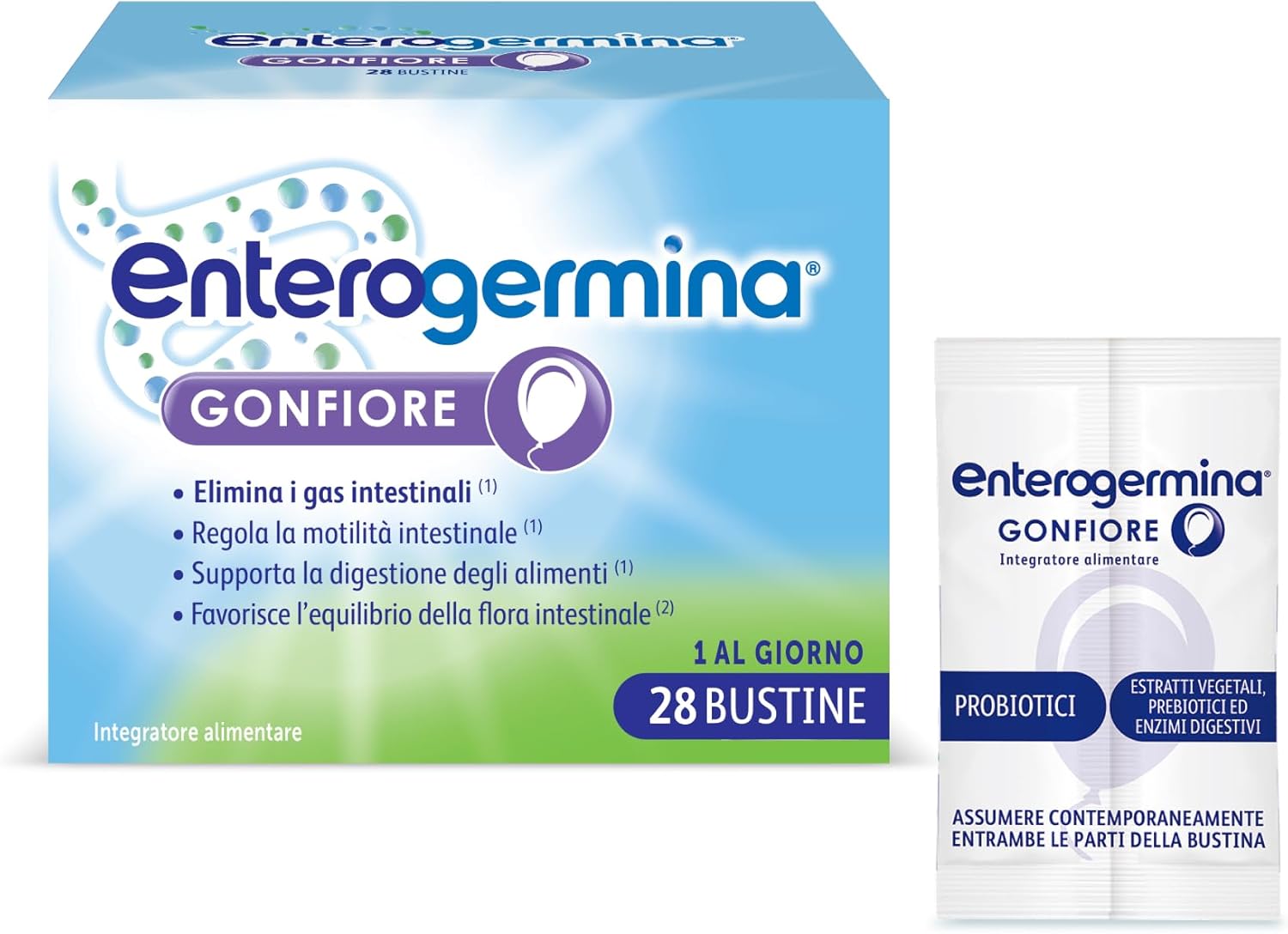 Imagen de Enterogermina Gonfiore 28 bustine gusto pesca: probiotici, prebiotici ed enzimi per il gonfiore en OfertitasTOP