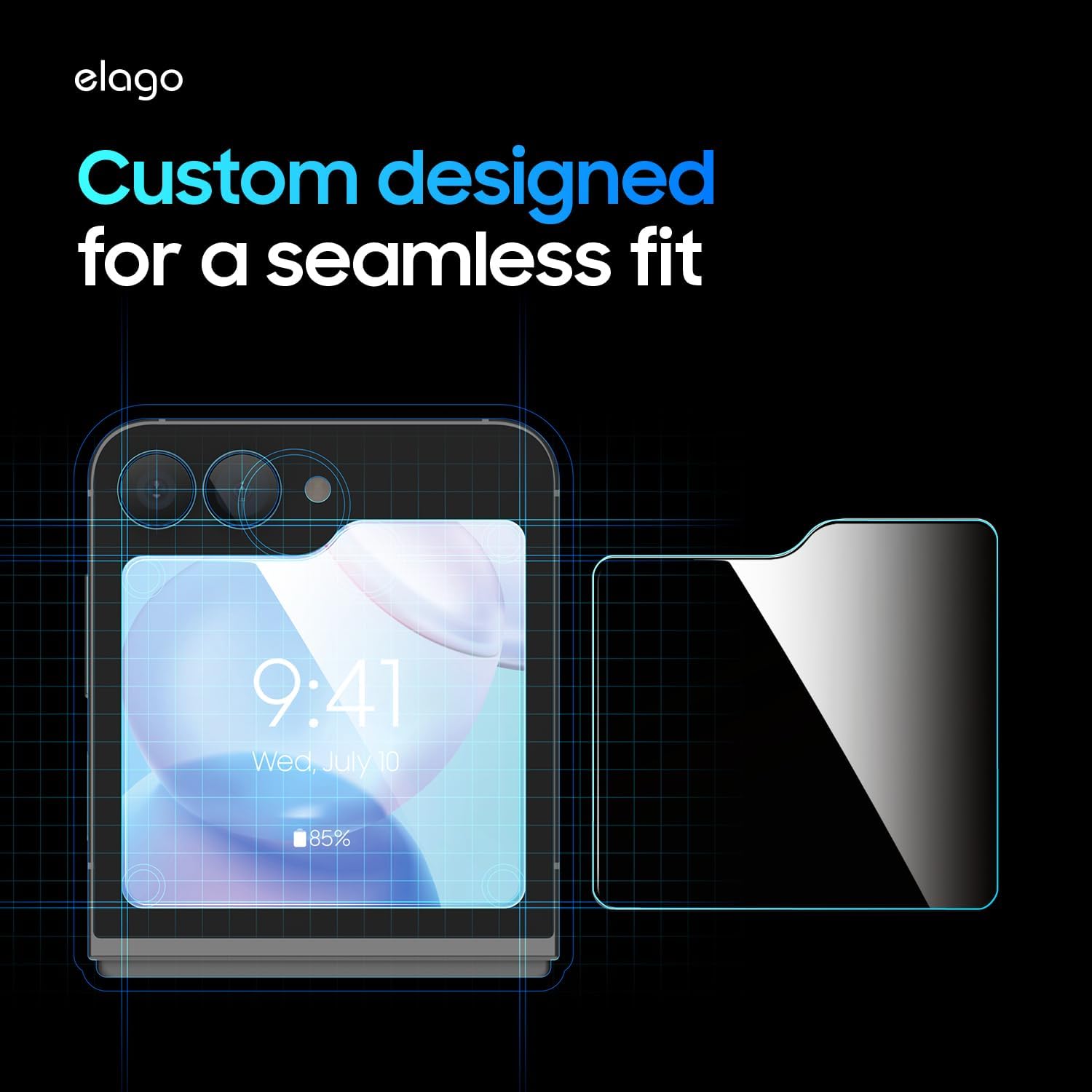 Detalle de elago Proteggi Schermo in Vetro Flessibile con finestra per Samsung Galaxy Z Flip 7 FE / Z Flip 6 / Z Flip 5