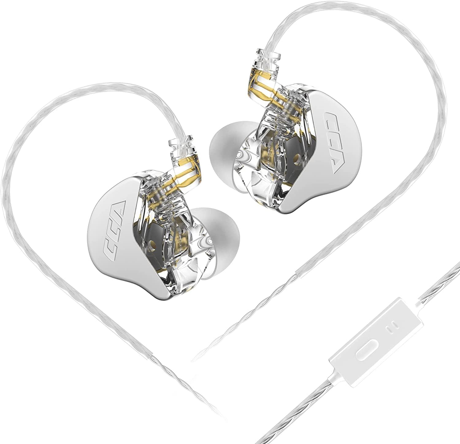 Detalle de CCA CRA In Ear Monitors with Microphone: Wired Extra Bass Earbuds for Musicians and Everyday Calls