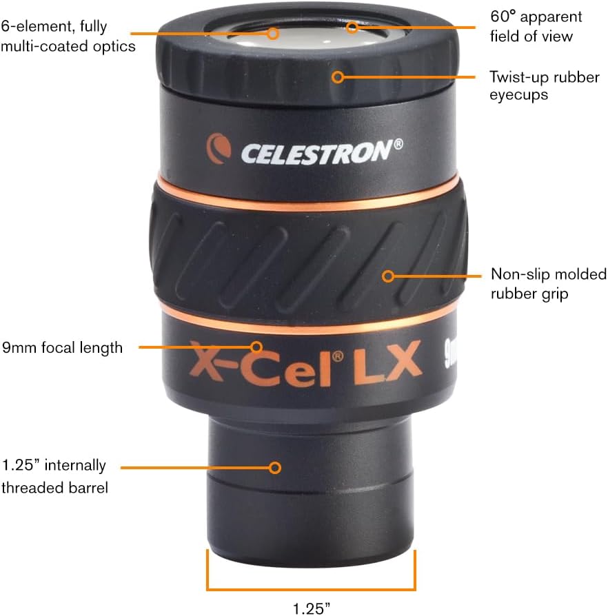 Detalle 2 de Celestron 93423 X-CEL LX Serie – 1,25 Zoll Okular 9 mm (Schwarz)