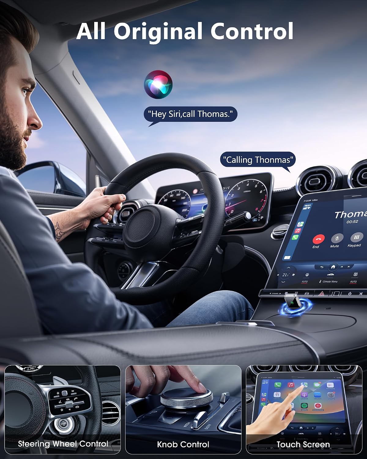 Thumbnail 2 de TKHIN Wireless CarPlay for Apple iPhone — Plug‑and‑Play Wireless CarPlay Dongle