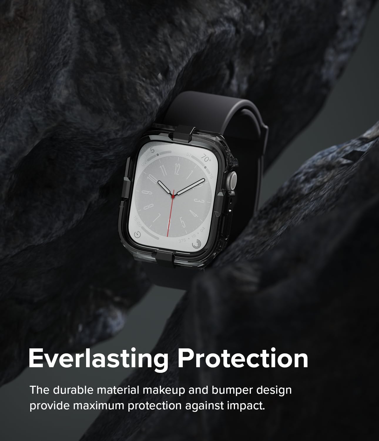 Detalle de Ringke Fusion Bumper for Apple Watch Series 9/8/7, 44/45mm - Double-Layer Rugged Protective Frame (Black)
