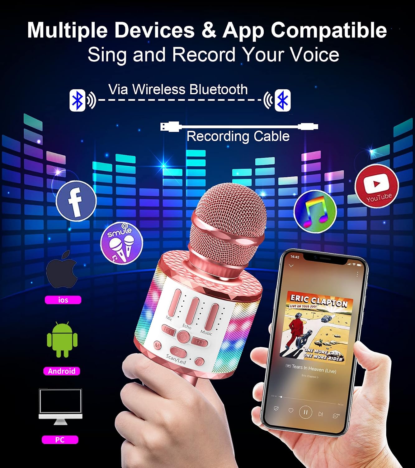Detalle 2 de Micrófono Karaoke Bluetooth portátil 3000 mAh