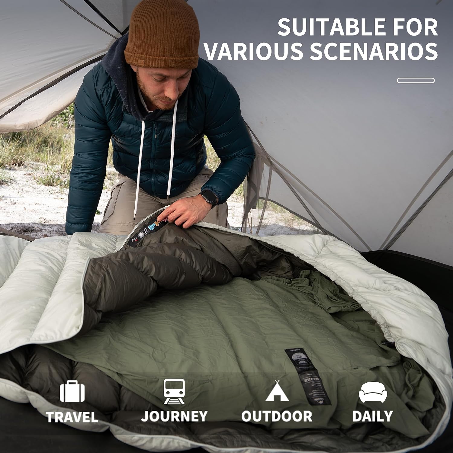 Detalle de Naturehike Ultralight Sleeping Bag Liner (128g) travel sheet for backpacking, hostels & huts