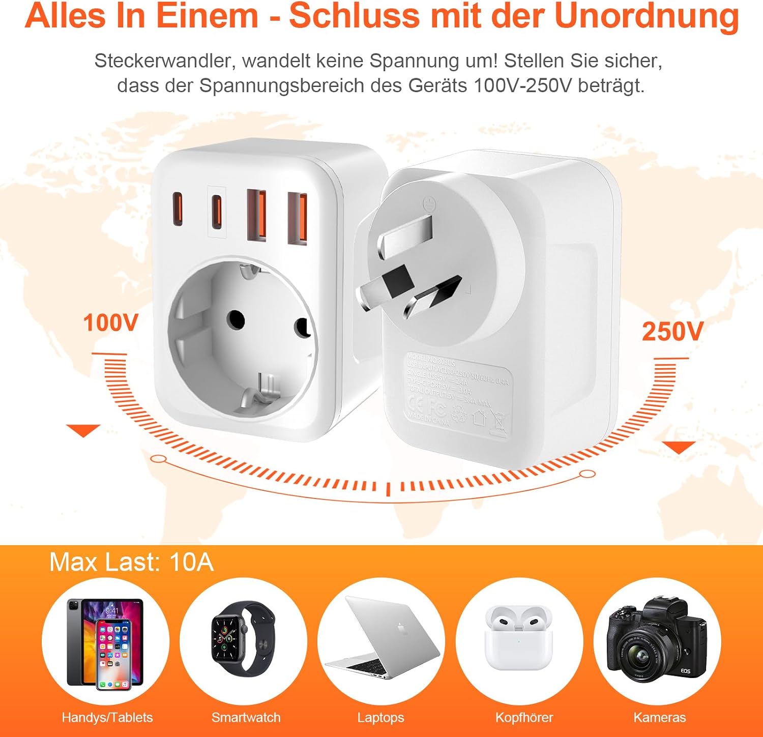Detalle 2 de Denlane Reiseadapter 2er Set 5-in-1