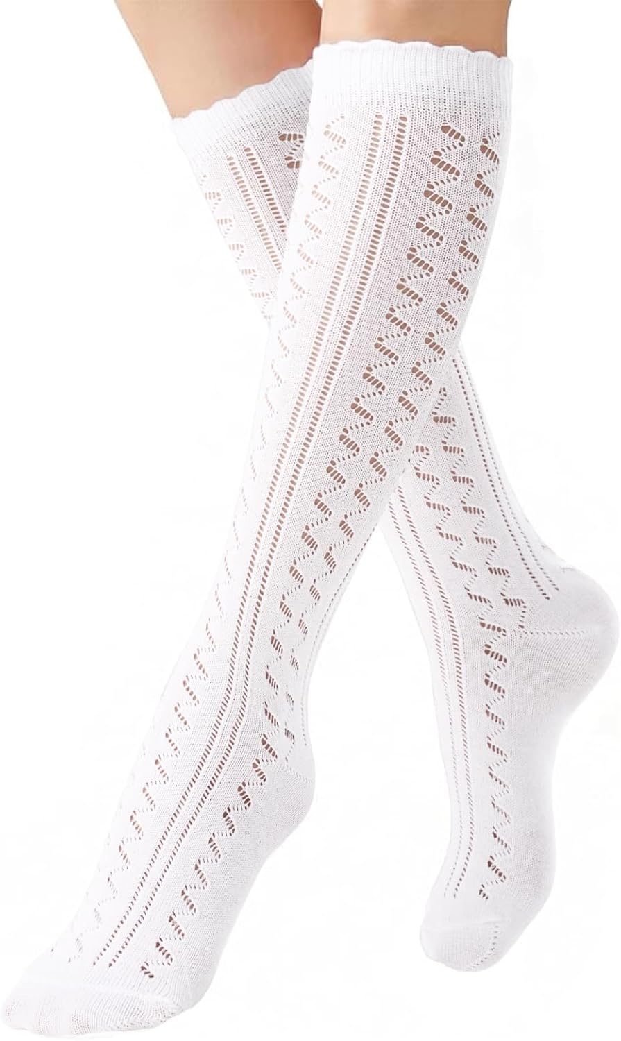 Detalle de EconioSocken Dirndlsokken voor dames, 80% katoen, wit, EU 35-42