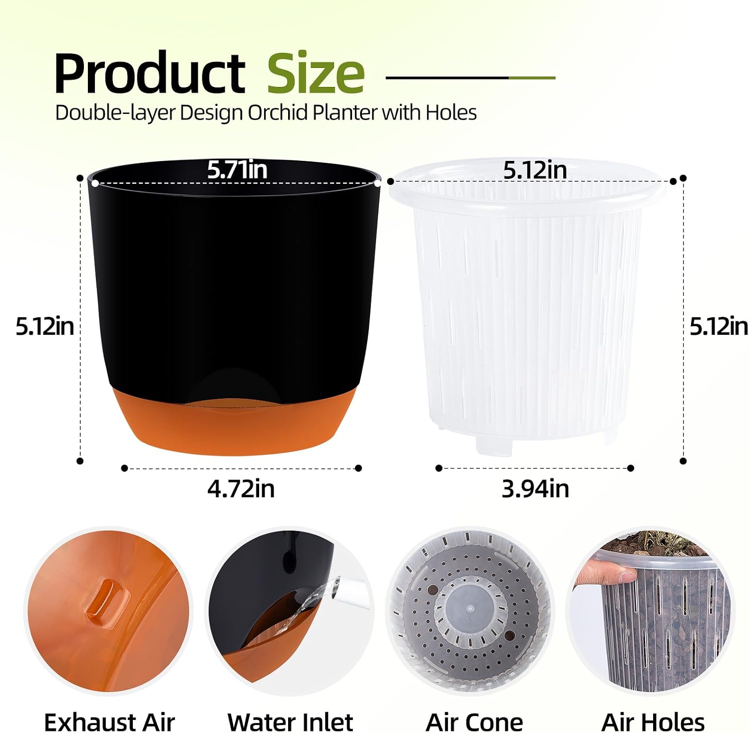Thumbnail 1 de QCQHDU 2 Pack orchid pots 5.8 inch