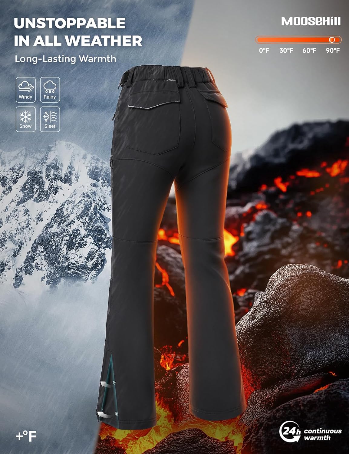 Detalle de Moosehill Women's Snow Ski Pants 5 Pockets