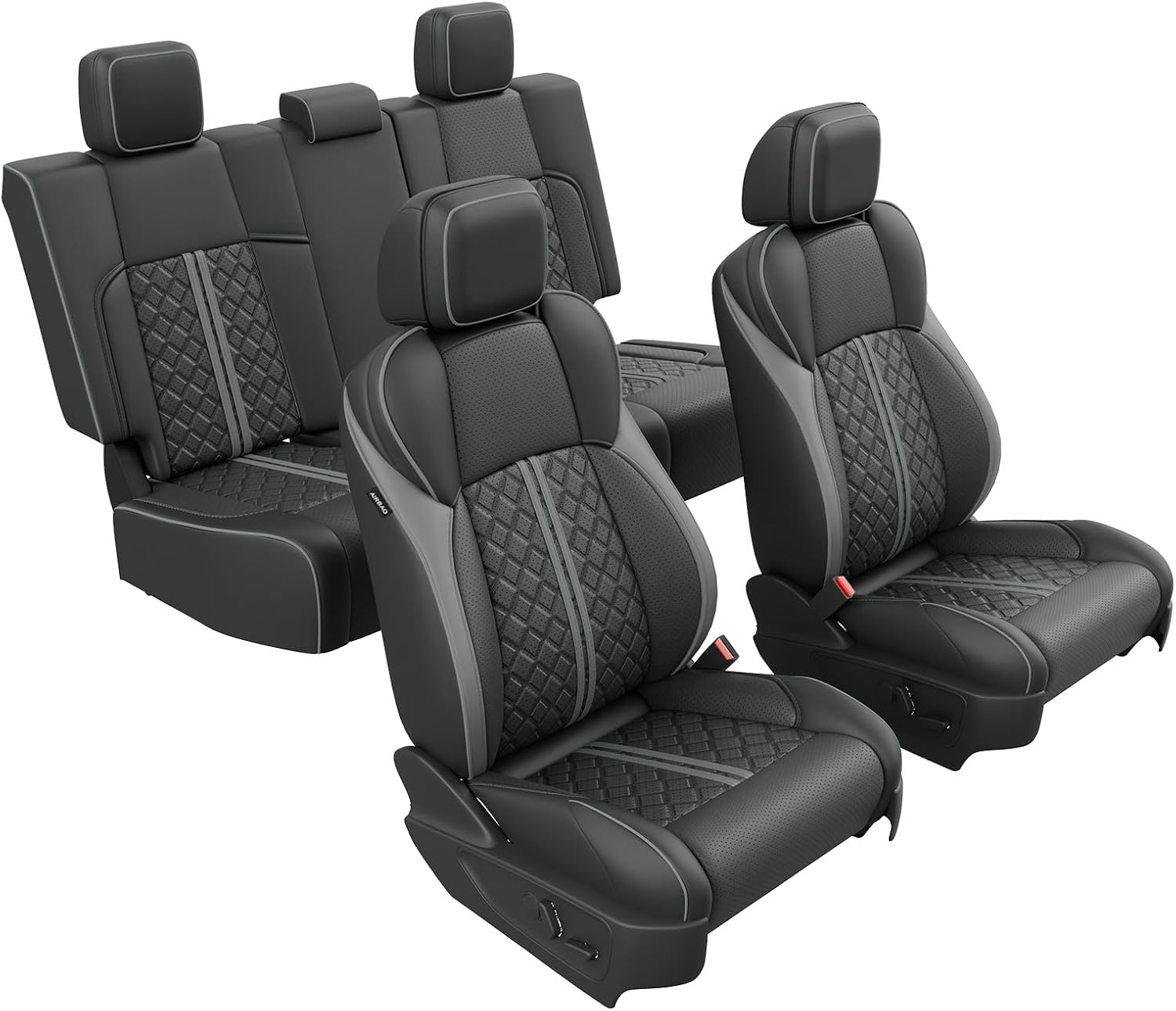 Thumbnail 6 de RIDEPOSH Custom Seat Covers for Tacoma 4th Gen Double Cab (2024–2026) with Console Covers – Embossed Faux Leather, Black/Grey