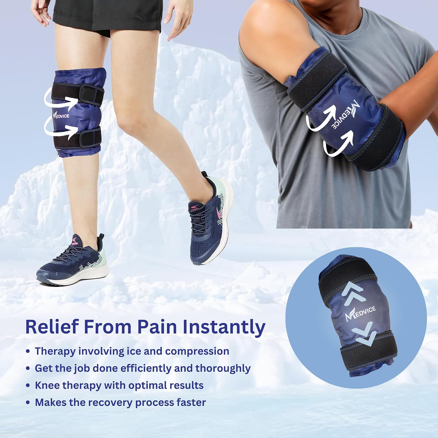 Thumbnail 4 de MEDVICE MDVKNEEPCK Knee Ice Pack Wrap with Cold Compression, Adjustable Straps