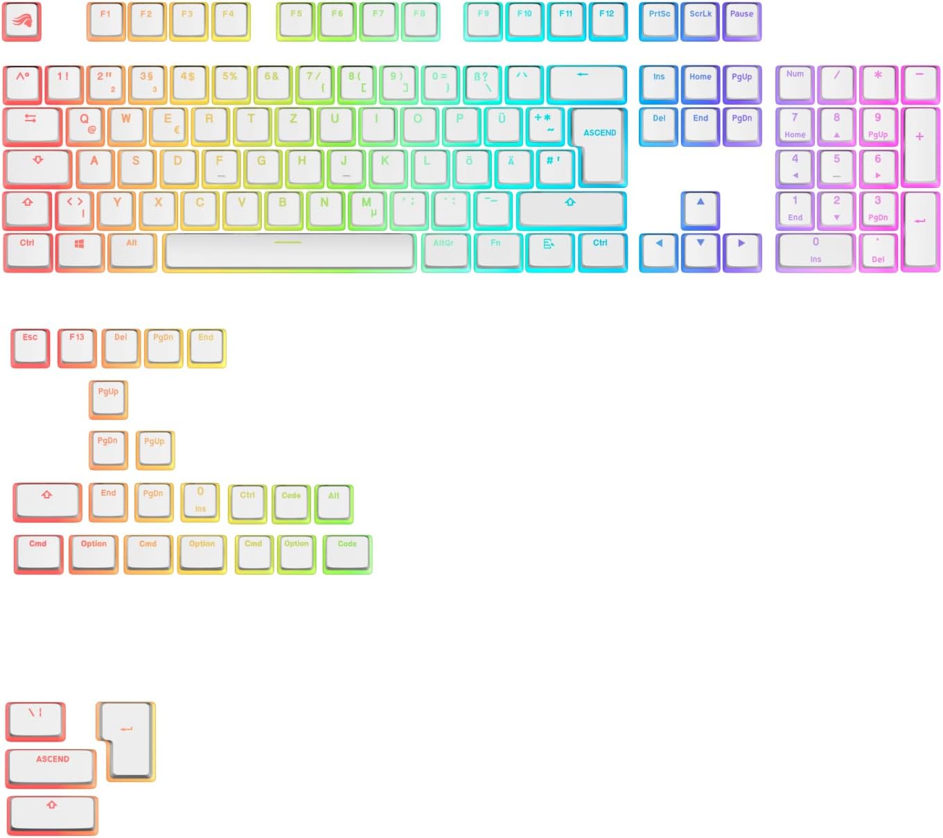 Detalle de Glorious Gaming GPBT Aura Keycaps 100% ⌨