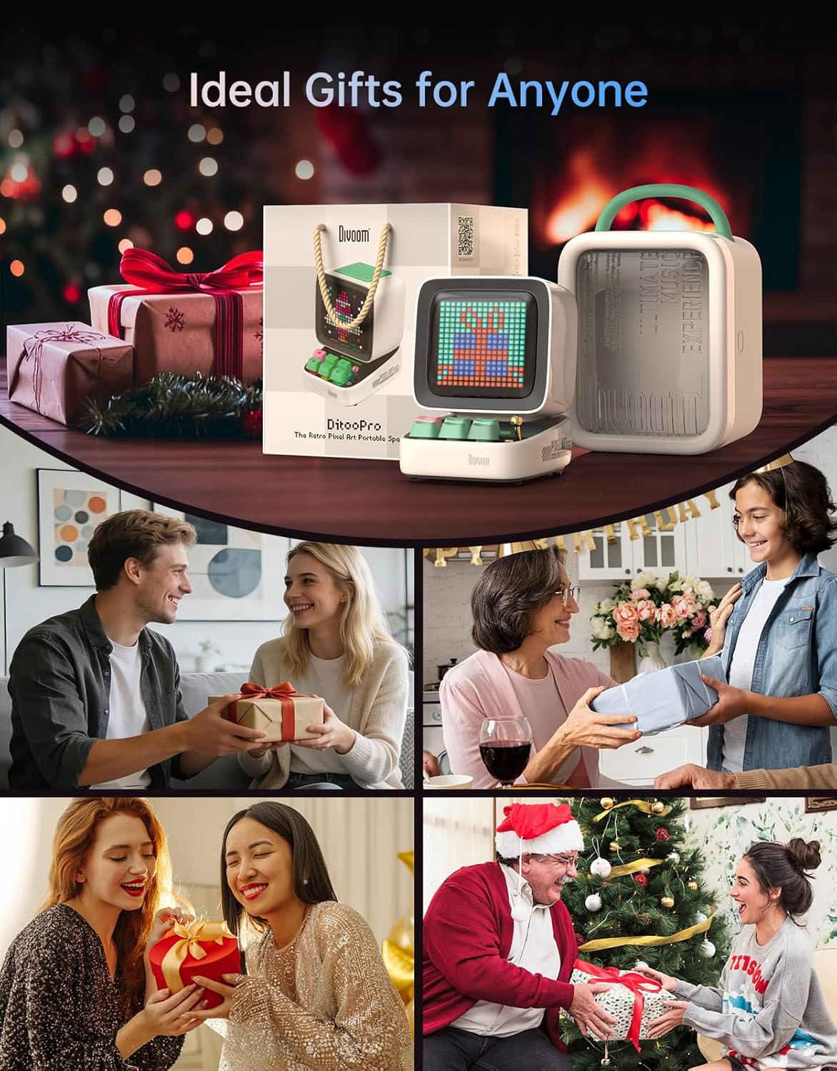 Thumbnail 1 de Divoom Ditoo : Haut‑parleur Bluetooth portable avec écran rétroéclairé 16x16 et clavier mécanique